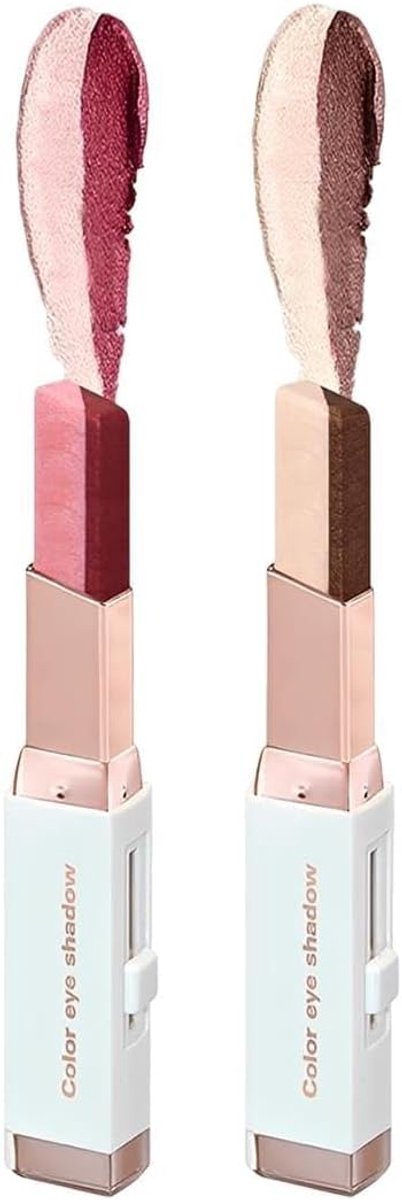 Oogschaduwpen 2-delig - Twee-kleurige glittercrème - Waterdicht en duurzaam - Voor een sprankelende look - SnelShoppen