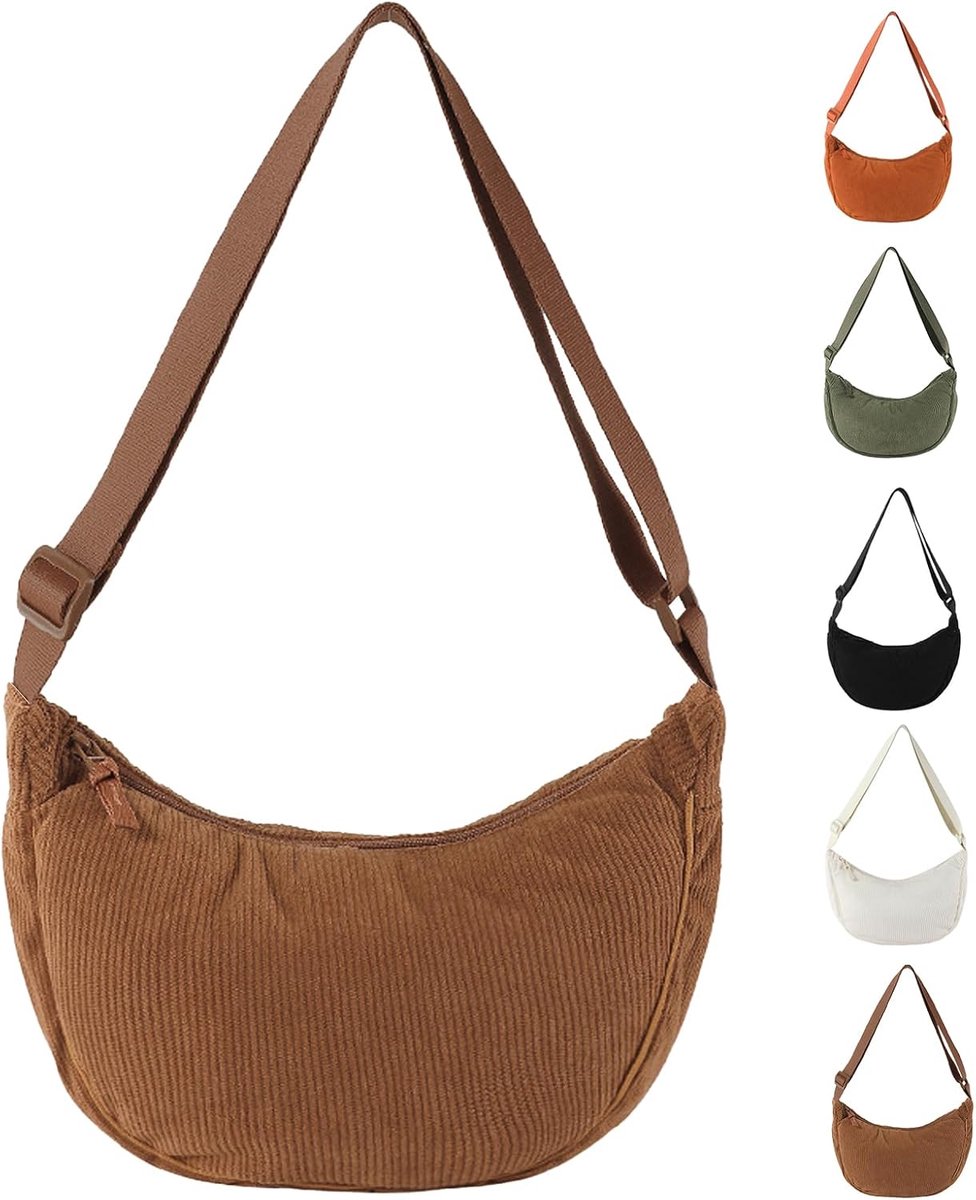 Schoudertas dames - corduroy - verstelbare schouderband - trendy modeaccessoire - SnelShoppen