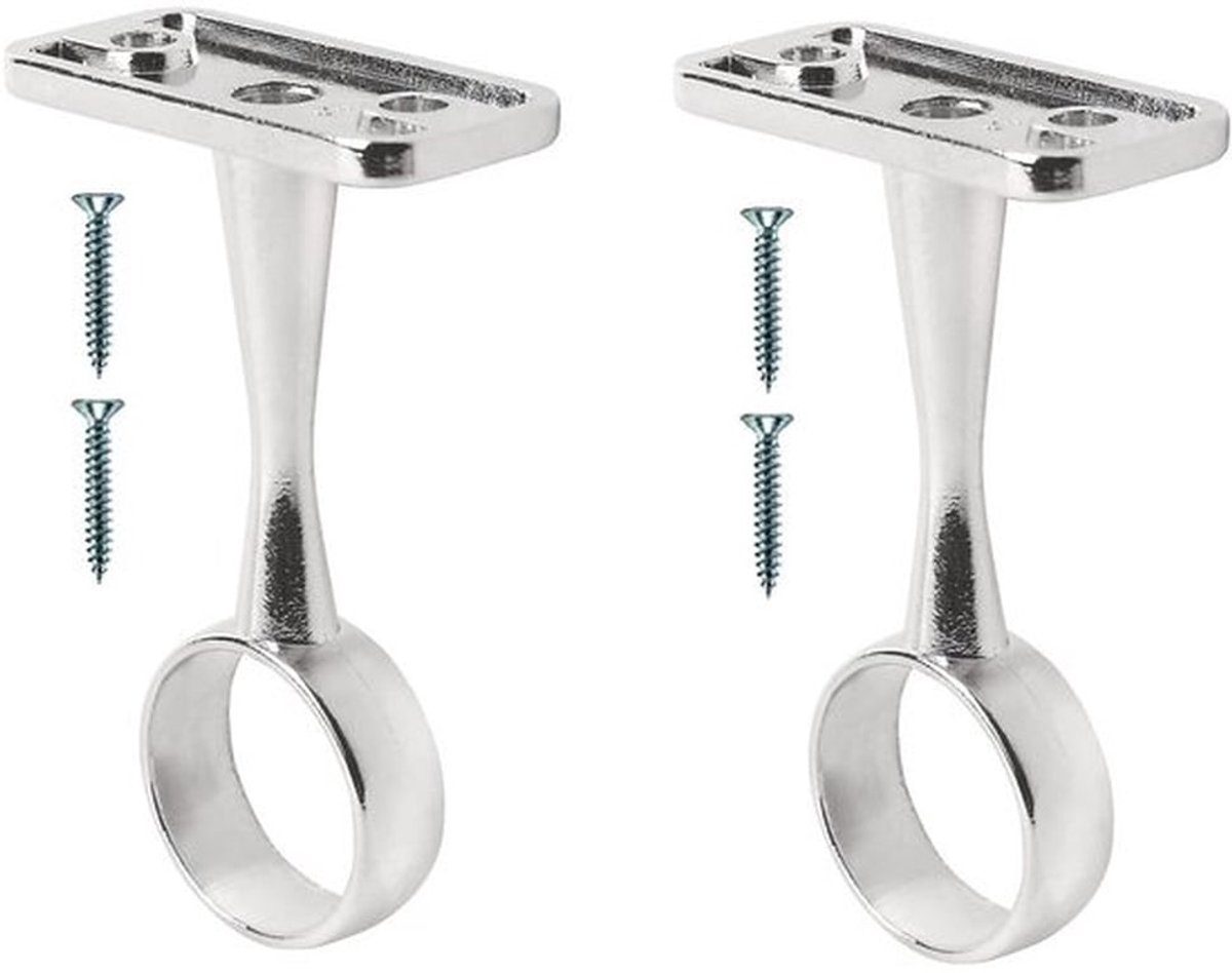 Gepolijst chroom plafondmontagebeugel voor maximaal 19 mm diameter gordijnstang wandhouder kast kledingkast beugel douchegordijnstang pijpbeugel met bevestiging - 2 stuks