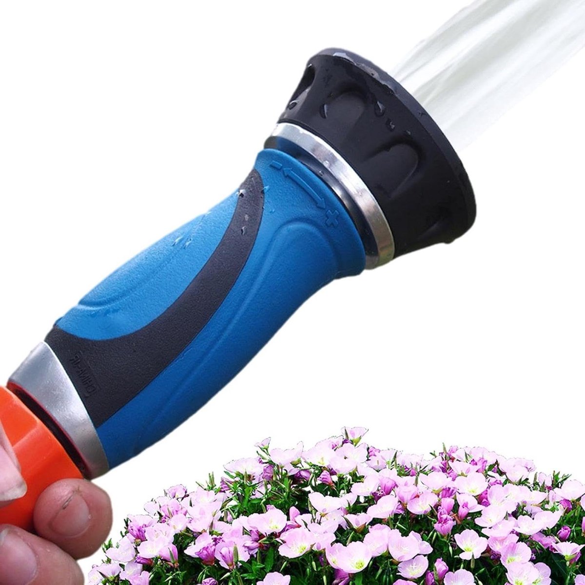 Waterslangmondstuk - Verstelbare sproeikop - Tuin en reiniging - Roestvrijstalen kern - 13.5 x 7.1 x 6.3 cm - null