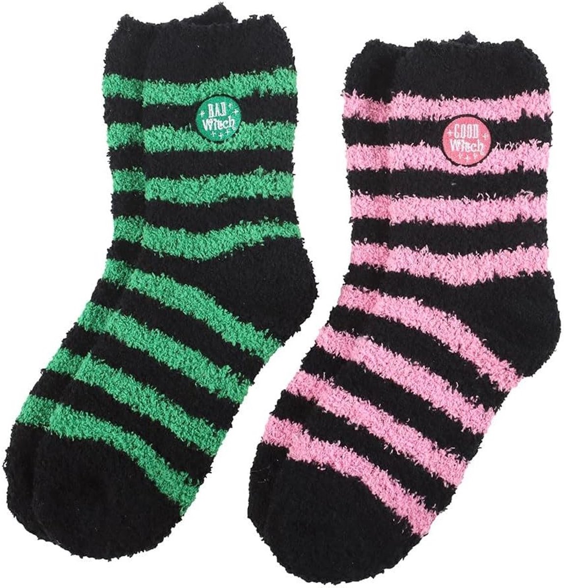 Wollige Sokken - Dames Sokken Pantoffelsokken - Comfort Thuis - Set van 2 - One Size - Gestreept