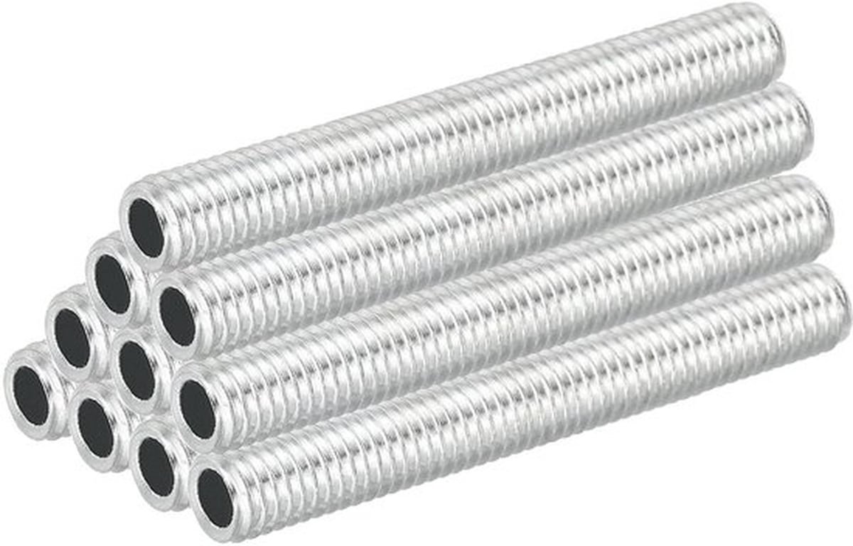 M8 Carbon Staal Draad Lamp Tube Set - 20 Stuks 60mm - Wit Zink Coating