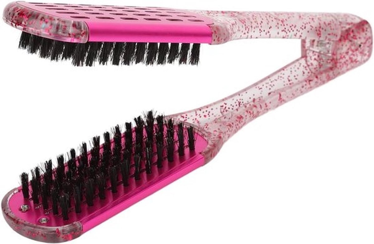 Dubbelzijdige Stijltangborstel - Roze Haarborstel voor Steil Haar - Snel Haarstyling - Kapperskam met Dubbele Zijde voor Ontwarren