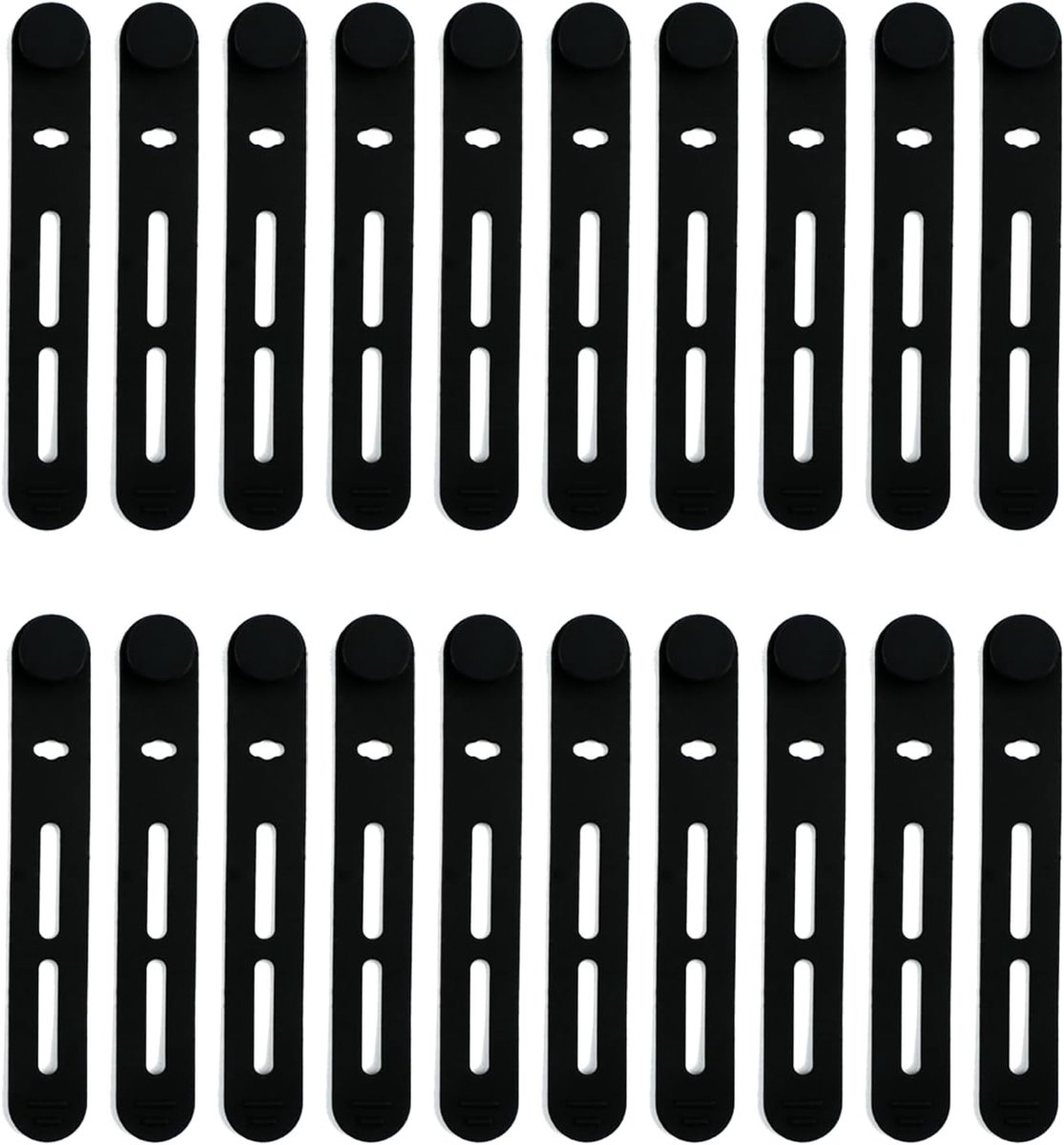 Silicone kabelbinderset 20 stuks - herbruikbaar - zwart - voor het organiseren van oplaadkabels - ShopVlot