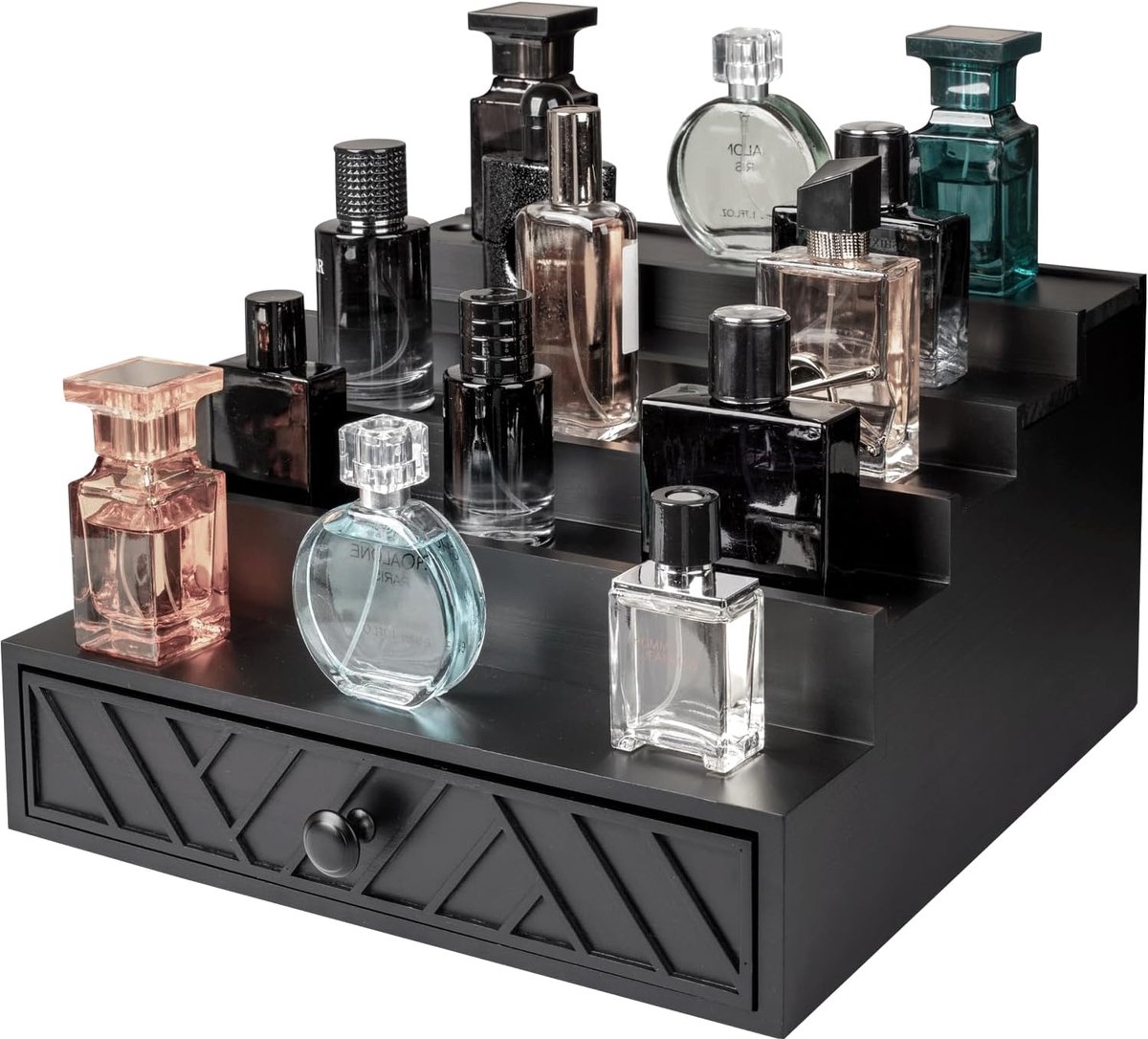 Parfumstandaard 5-laags - Houten organizer - Verborgen la en zachte velours binnenkant - ShopVlot