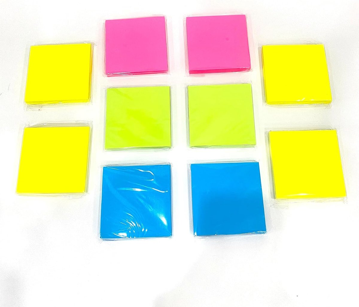 Zelfklevende notities 76 x 76 mm - 10 blokken - kleurenset in rood, groen, blauw en geel - ShopVlot