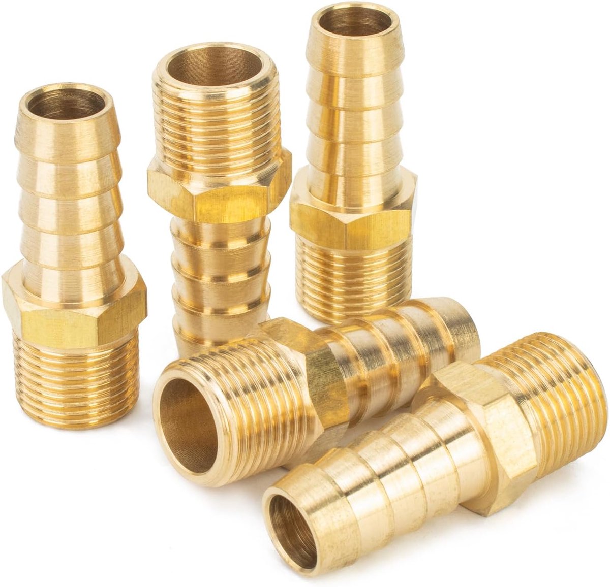 Koppeling voor Slang 12 mm - Messing - BSPT Mannetje - Ideaal voor Brandstof en Water - ShopVlot