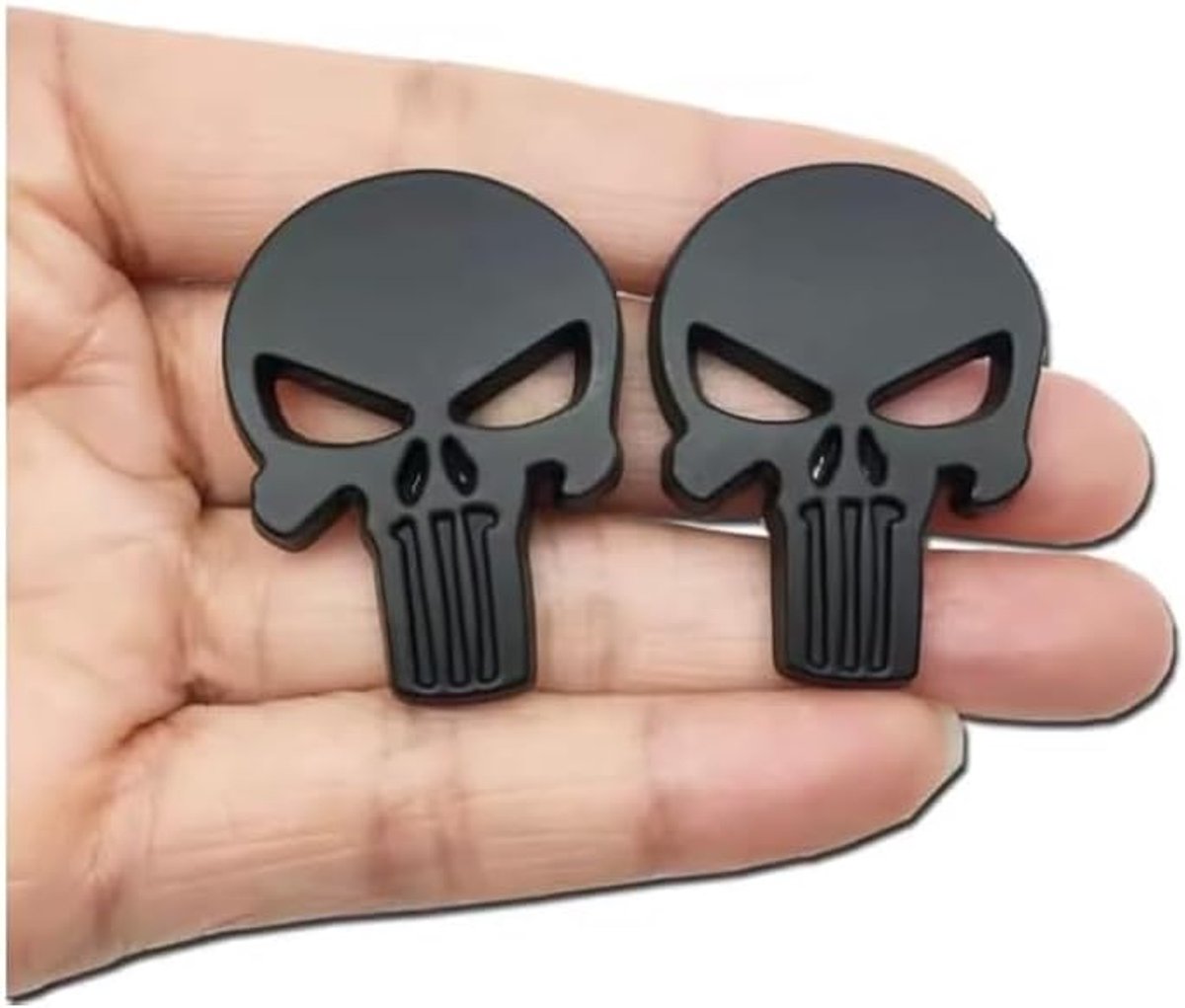 3D metalen schedel auto embleem sticker set - zwart zilver rood - zelfklevend - ideaal voor auto en laptop - ShopVlot