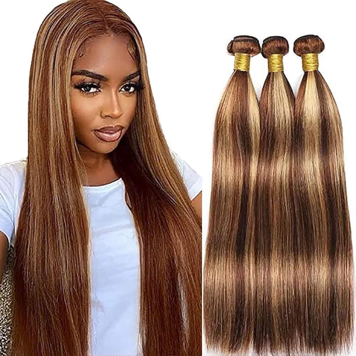 Human Hair Bundles 32 Inch - Highlight Blond - Dubbele Weef - Perfect voor Stijlvolle Vrouwen - ShopVlot