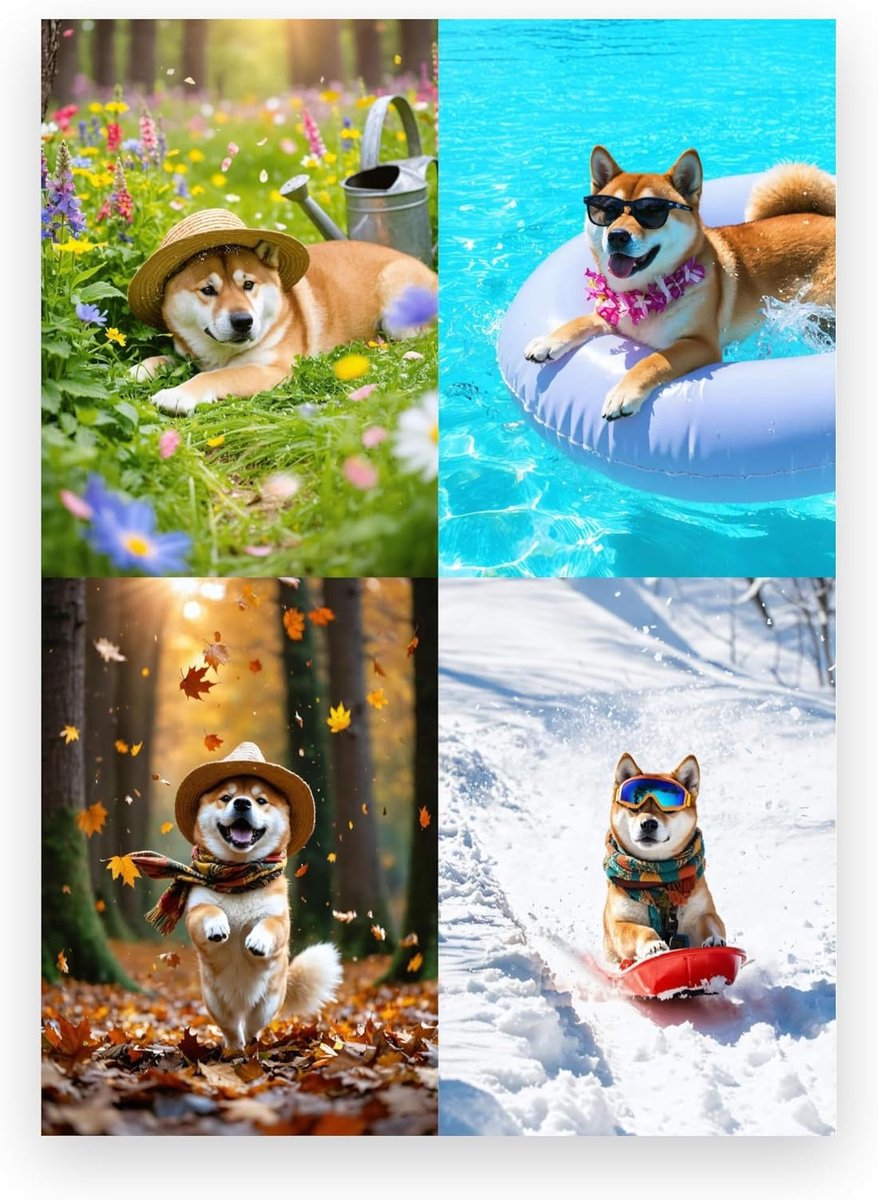 Jaarcalendar A4 2027 - Standard - Shiba Inu-illustraties - Voor overzichtelijke wandpresentatie - ShopVlot