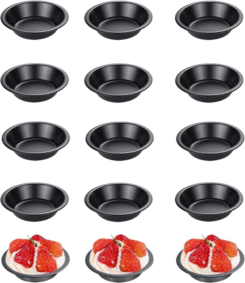 Taartvormen 11 cm - Mini-quichevorm zwart - Antiaanbaklaag - Ideaal voor gebak en taarten - ShopVlot