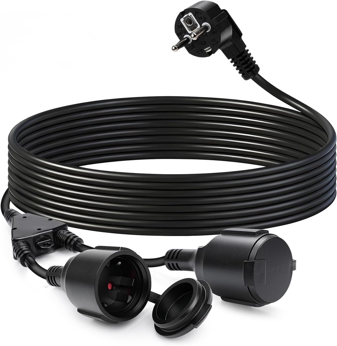 Dubbel stopcontact 250 V/16 A - 5 meter verlengkabel - geaarde stekkeradapter - ideaal voor thuis en kantoor - ShopVlot