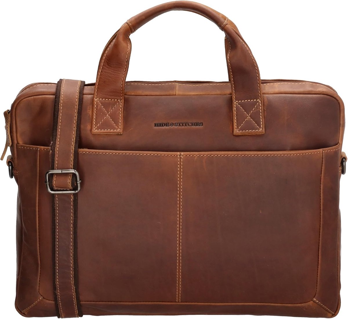 Laptoptas 15,6 Inch - 100% Leer - Verstelbare Schouderriem - Perfect voor zakelijke doeleinden - ShopVlot