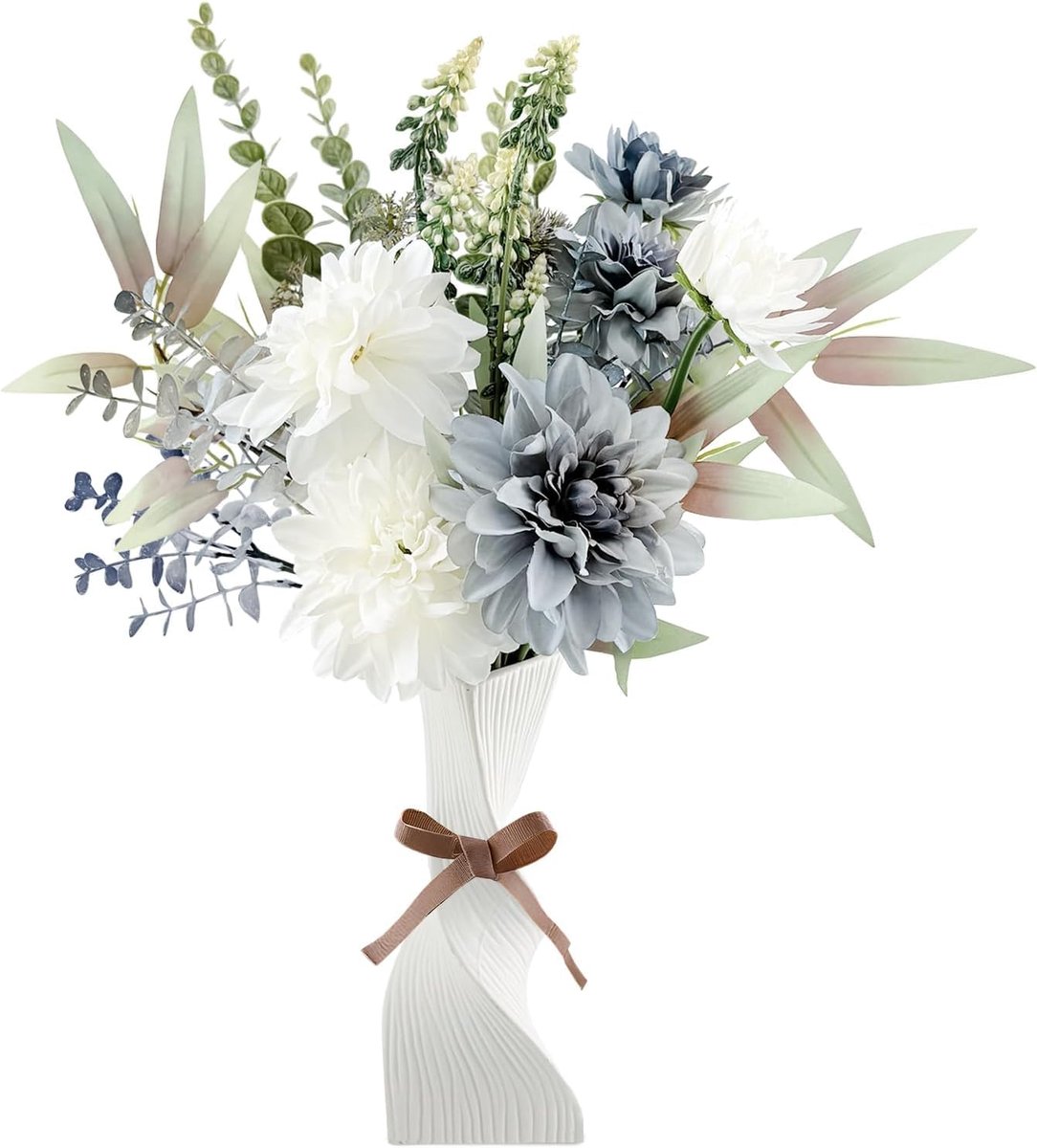 Kunstbloemen boeket - Blauw-wit - Realistisch design - Perfect voor woningdecoratie - ShopVlot