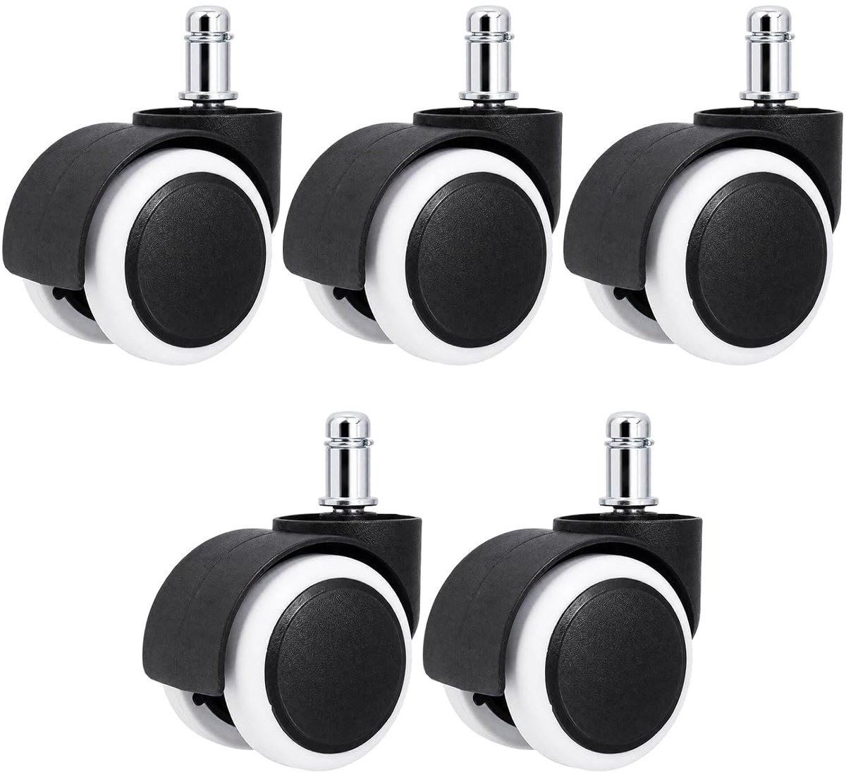 5 Stuks 11 x 22mm Bureaustoel Wieltjes, Zwenkwiel voor Bureaustoel Wielen | Stille Draaistoelwielen Zwenkwielen, Harde Vloerwielen voor Bureaustoelen, Zwenkwielen, voor Samengestelde Vloeren, Tegels
