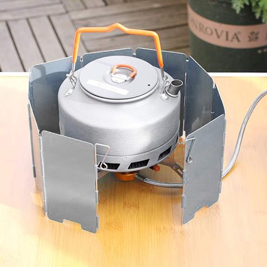 Windscherm campingkooktoestel, 16 voorruiten voor fornuis, aluminium campingkooktoestel voor outdoor, picknick, BBQ — afbeelding 2