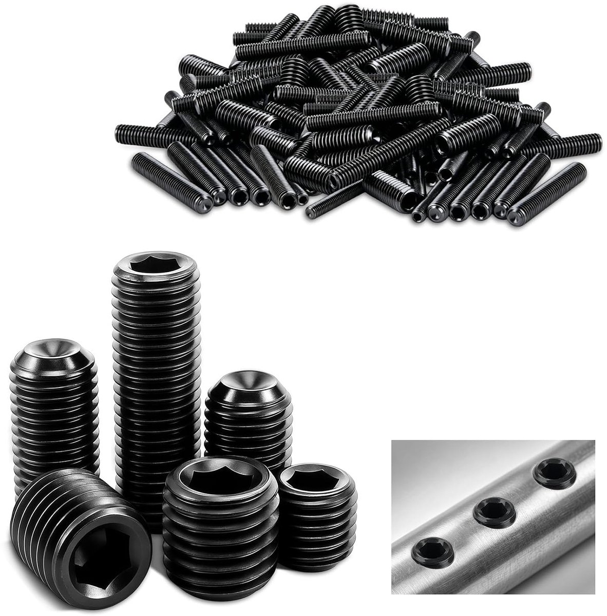 40 stuks M6 x 10 mm, schroefdraad M6 binnenzeskant, inbusschroeven, koolstofstaal voor lagers, bussen, deurgrepen, lampen, knoppen en andere onderdelen (zwart)
