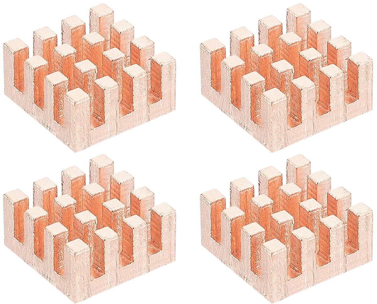 Koperen Koellichaam 12x12x6mm, 4 Stks Radiator Koeler Voor Handheld Computer Chip CPU Power Transistor FET IC Power Amplifier