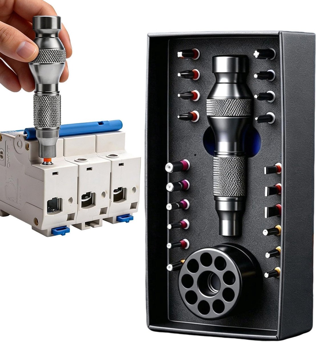 Schroefbitset 22 Stuks Magnetische Kleine Precisie Bits | met Opbergplateau Ergonomische Handgreep Schroefbitset voor Elektronica Metaalbewerking Meubels Camera Telefoon Tablet Kast