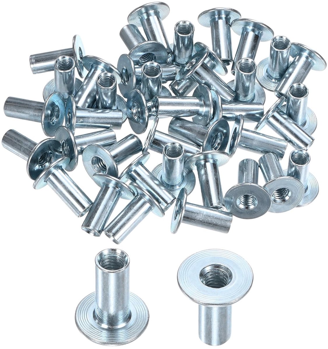 T-moeren M6 x 20 mm verzinkt koolstofstaal T-moer ronde basis moeren voor het lassen gat doorgaand gat accessoires interieur flens schroefdraad vrouwelijk zilver