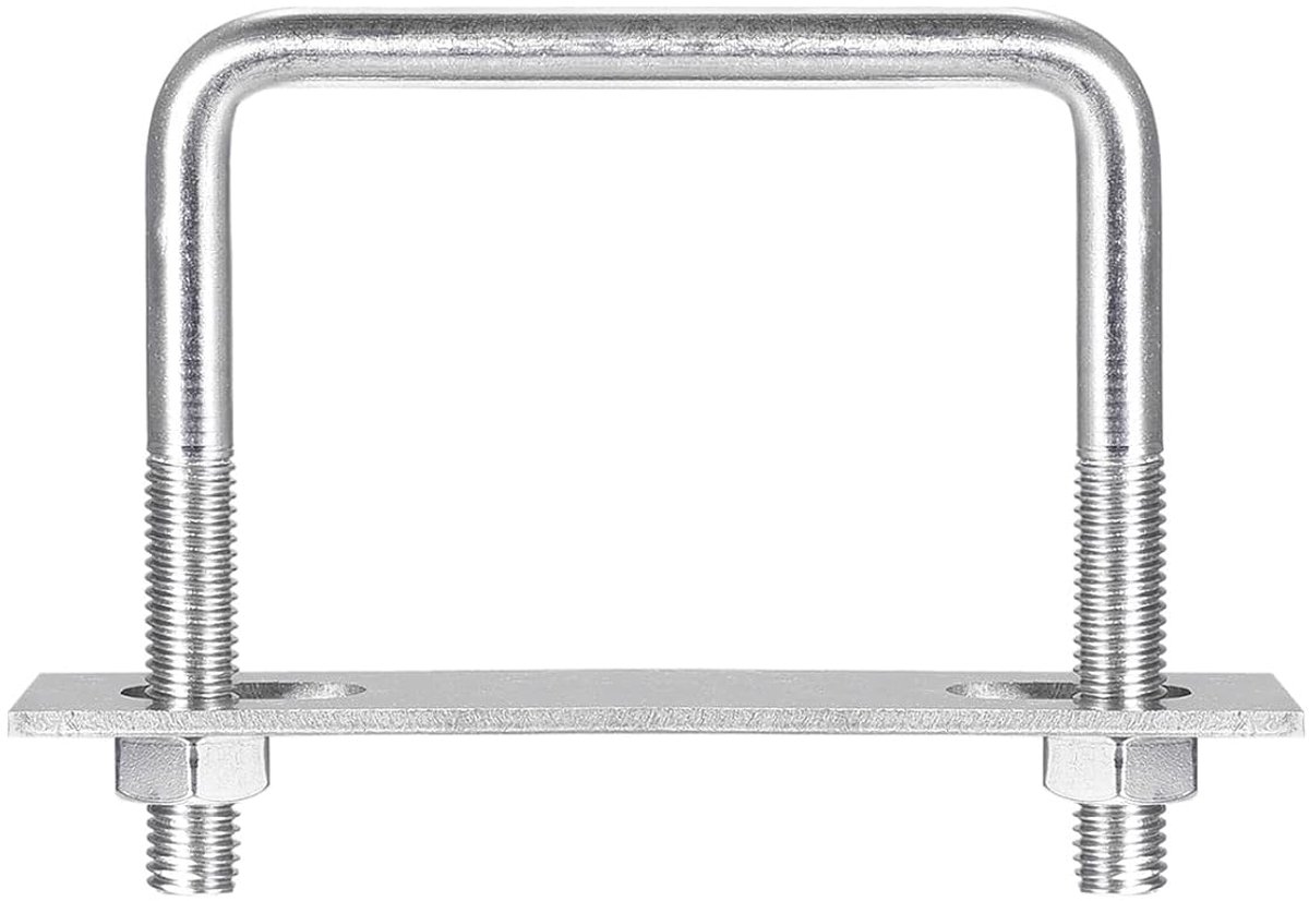 sourcing map Vierkante U-schroeven 90 mm binnenbreedte 70 mm lengte M10 304 roestvrij staal U-klemschroef met moer en plaat voor bootaanhanger