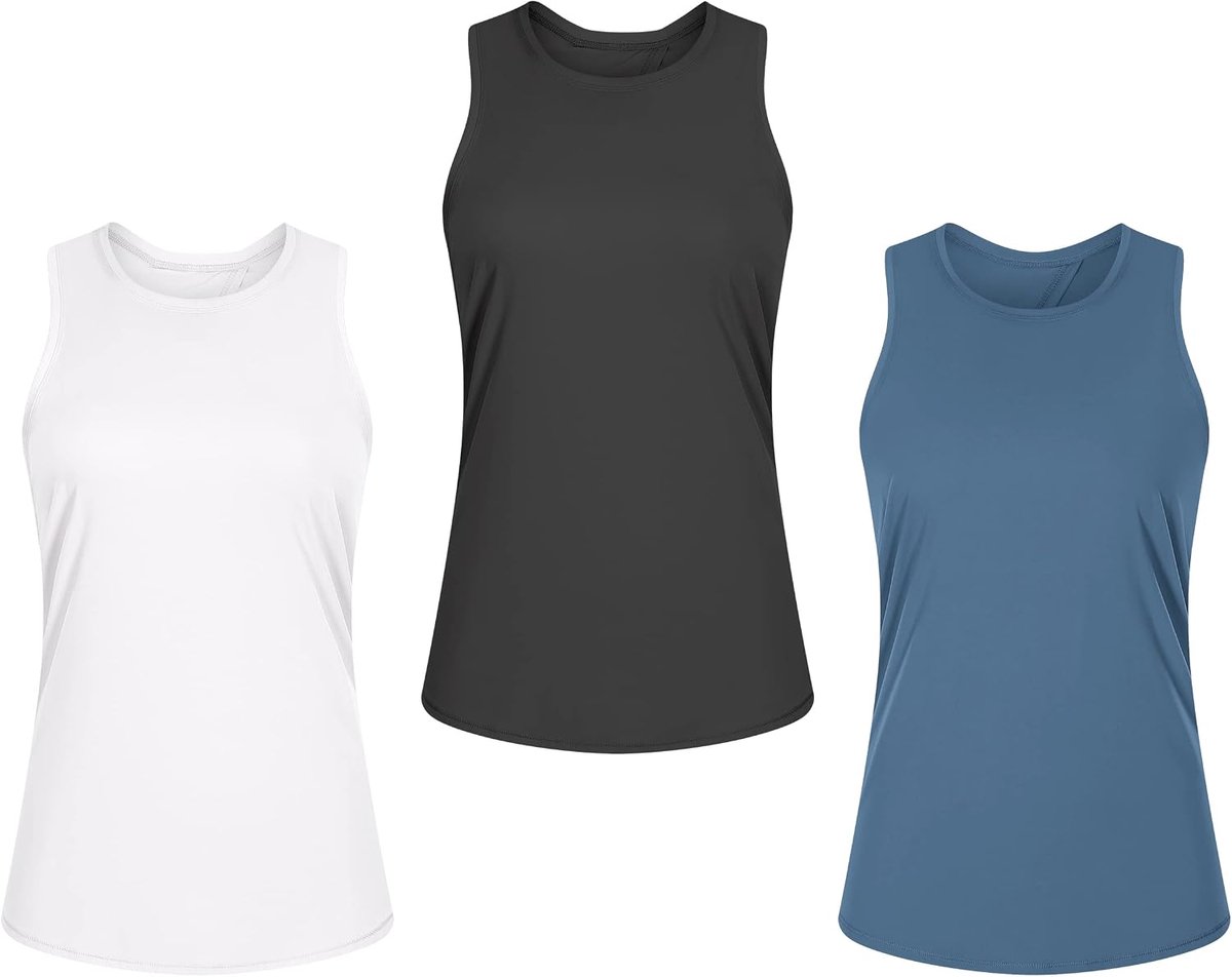 Tanktop voor dames, sporttops, zomer, workout, crossback, loopshirt, mouwloos, bovenstuk, ademend, shirt voor yoga, fitness, gym, training, verpakking van 3 stuks, 3 ps., S