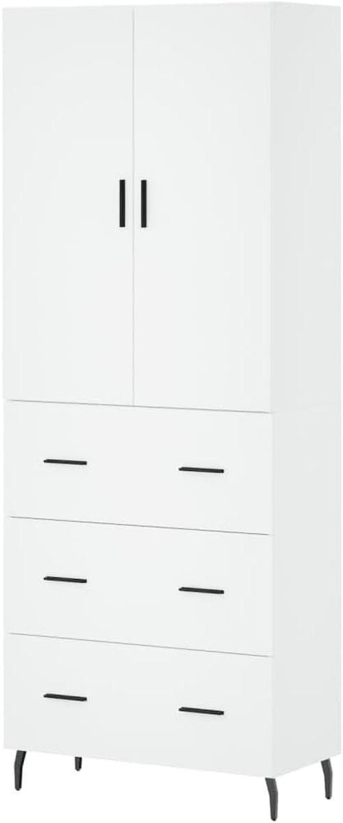 Hoge Kast - Opbergkast - Badkamer Organisatie - Vochtbestendig Houtmateriaal - 69.5 x 34 x 180 cm - Wit