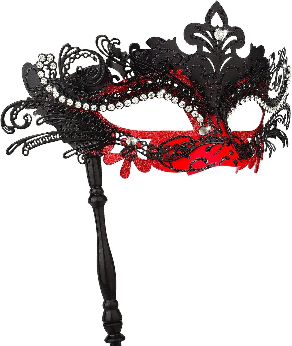 Maskerade masker met stok, Mardi Gras Deecorations Venetiaanse maskers voor dames