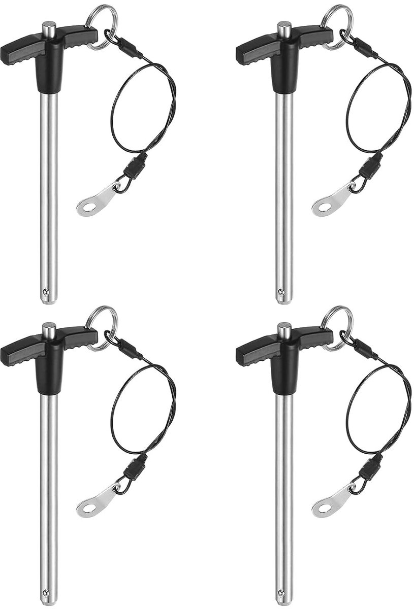 4 stuks T-greep vergrendelingspinnen, 8 mm x 90 mm snelsluitpennen gebruikslengte roestvrij staal drukknop snelspanpen kogelvergrendelbouten