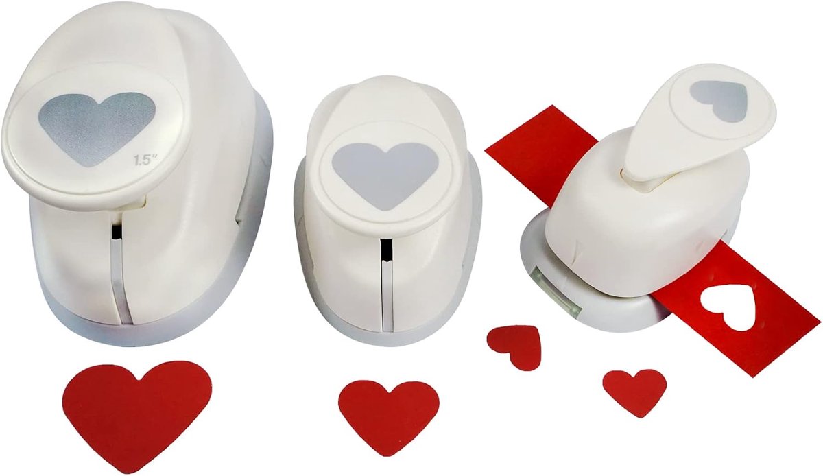 A68013, set hart, 3 stuks, kunststof, wit, 1,6 cm, 2,54 cm, 1 x 3,81 cm