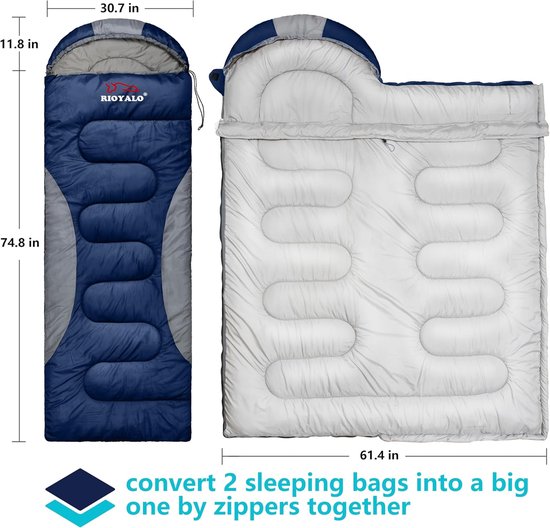 Winter Slaapzak - Kampeerzak - Buiten slapen - Waterdicht ontwerp - XL formaat - Marineblauw — afbeelding 3