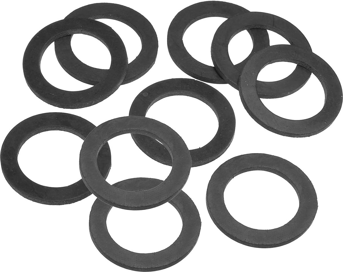 M31 Rubberen sluitringen, rubberen afdichting, rond, 10 stuks, 31 mm ID 45 mm OD 3,5 mm dik, platte sluitringen, set, afdichtingsrubber voor kraanbuis, bevestigingsschroef, zwart