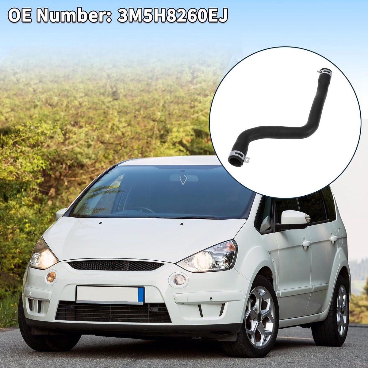 Koelslang nr. 3M5H8260EJ voor Ford Focus C-Max 2004-2007 zwart rubber 1 stuk waterreservoir afvoerbuis goede afdichting
