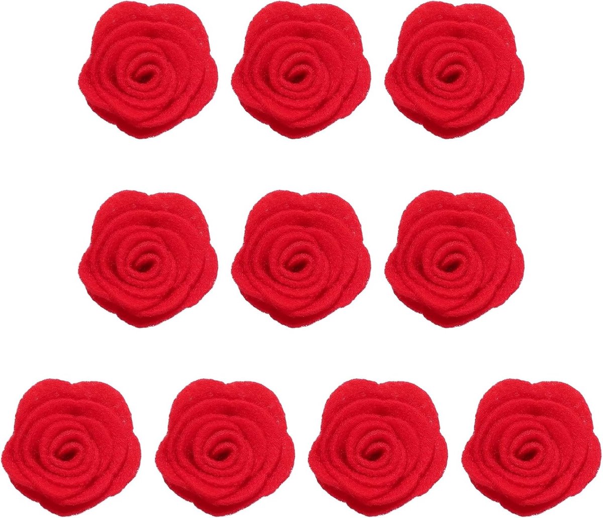 10 stuks stoffen bloemen van vilt 1,57 applicaties naaien camelie fleece kunstbloemen ornamenten voor doe-het-zelf bruiloft party scrapbooking rood