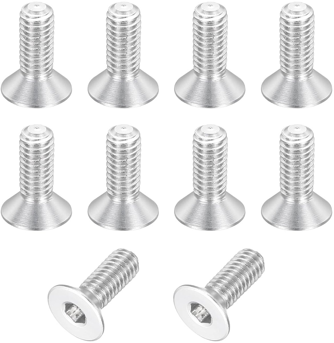 10 stuks holle schroeven, M3 x 8 mm, aluminiumlegering, verzonken kop, zeskantschroeven, platte kop, voor modelaccessoires, zilverkleurig