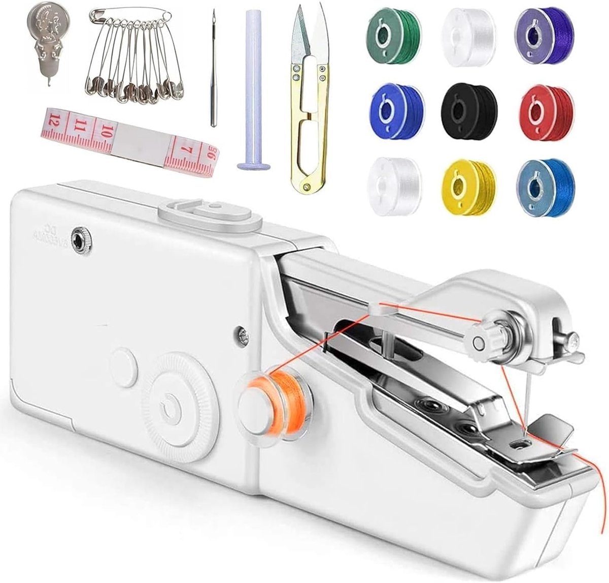 draagbare mini-naaimachine met naaiset, eenvoudig te bedienen voor beginners en volwassenen, handnaaiapparaat voor snelle steken, ideaal voor doe-het-zelfprojecten, thuis, op reis
