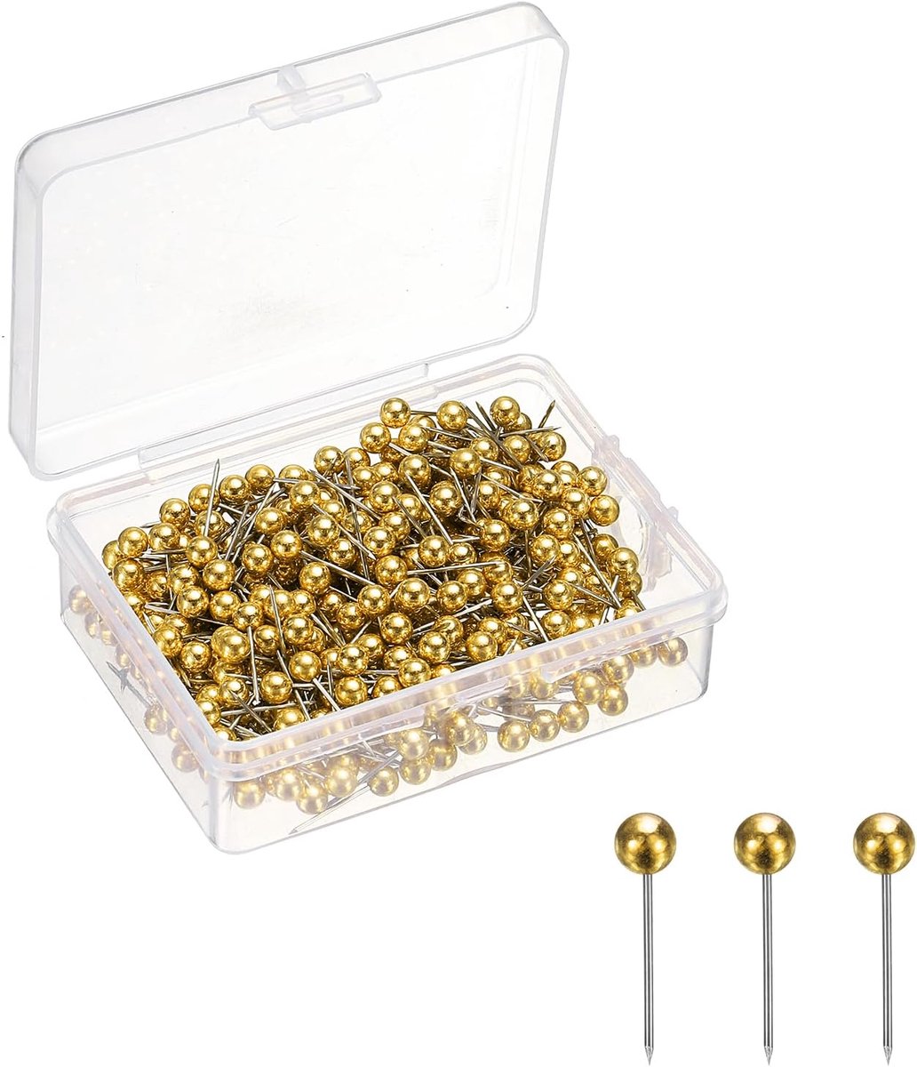 Punaises, 4 mm, ronde kop, decoratieve punaises voor prikbord, thuis, kantoor, reizen, muur, doe-het-zelf, knutselen, kaart, foto, goud