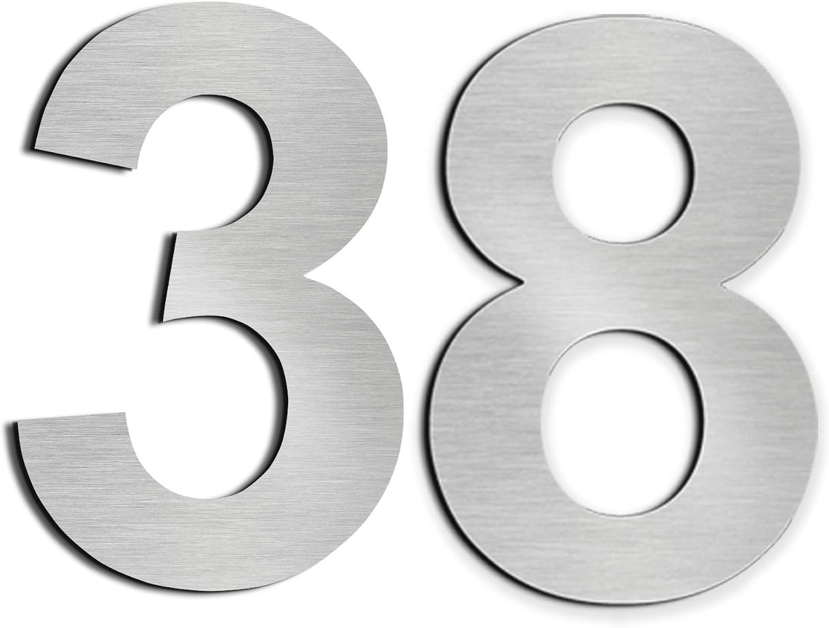 2 st 3 inch Brievenbus Nummers Huisnummer Deurnummer Roestvrij Staal Huisnummers Lijm nummer Gemaakt van massief 304 Roestvrij Staal zilverachtig (3 in nummer 38)