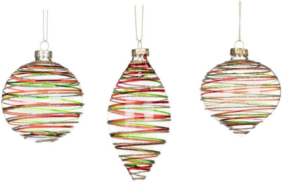 Kerstbal glas rood D 8 cm - Voordeelassortiment - 3 stuks - Perfect voor kerstversiering - SnelShoppen