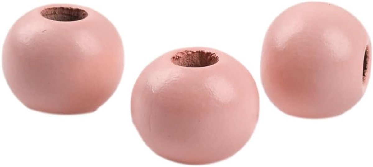 50 stuks, diameter 20 mm, kleurrijke houten kralen, ronde houten kralen, knutselkralen om te rijgen, verspreide kralen, houten kralen met een gatdiameter van 7 mm, voor doe-het-zelf armbanden,