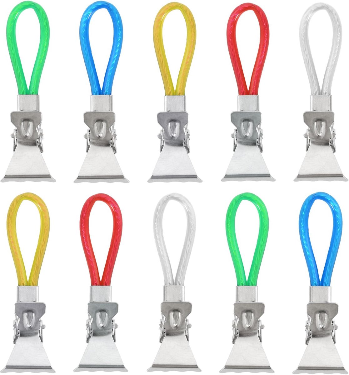 10 stuks handdoekhangers, veelkleurige metalen handdoekhangers, multifunctionele badhanddoekklemmen, praktische theedoekhaken voor huishouden en reizen (5 kleuren)