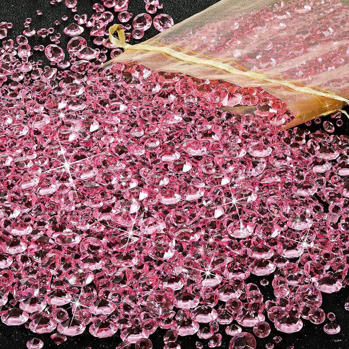 4000 Stuks Acryl-strass-Decoratie, 3 Maten voor Bruiloftsdecoraties, Tafeldecoratie, Reparaties van Bruidskapsels, Vazenvullers, Feestjes (Roze)