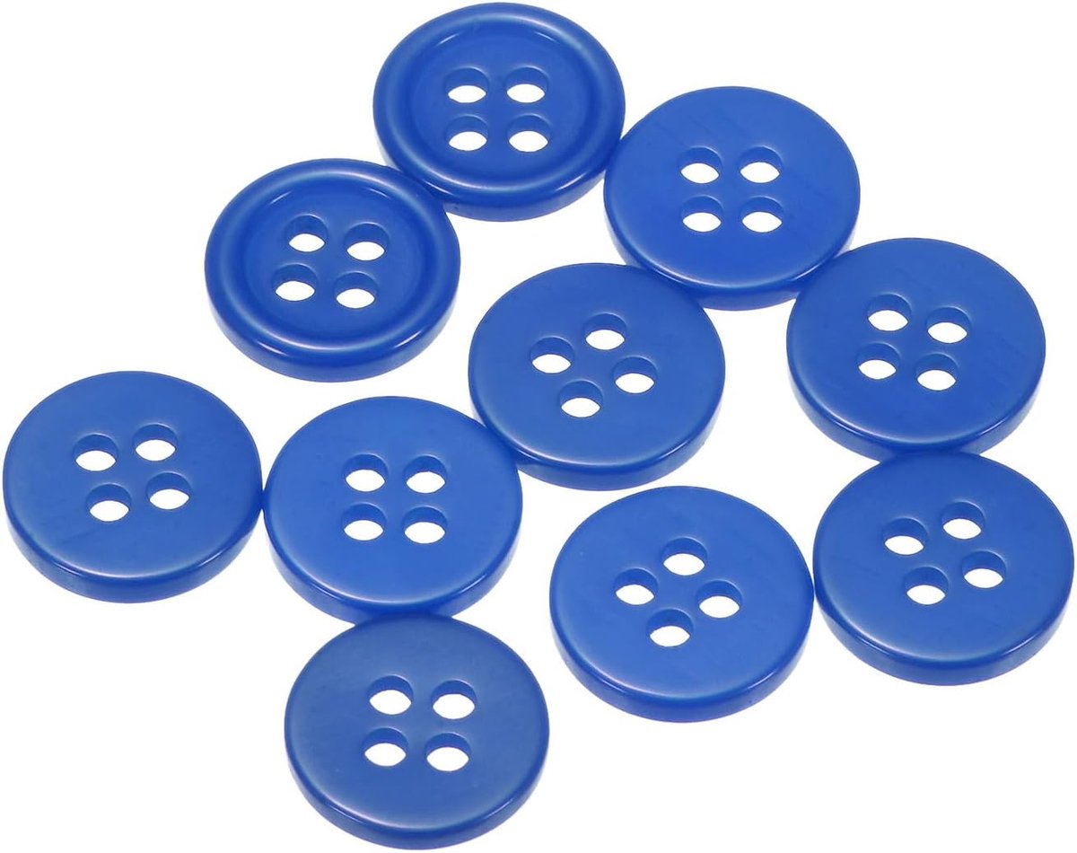 Knopen om op te naaien, 15/32 inch (11,5 mm) van hars voor kleding met 4 gaten voor het naaien van kleding en knutselen, donkerblauw