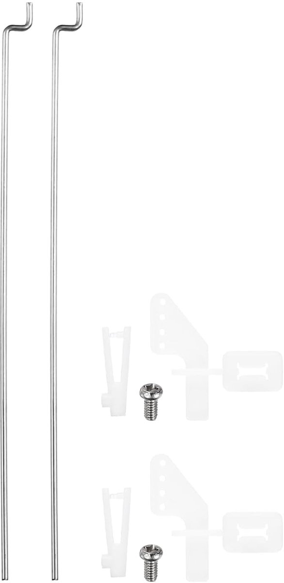 2 stuks 304 roestvrij staal 1x80mm Z duwstangen onderdelen, 2 stuks nylon stuurhoorns voor DIY RC auto boot vliegtuig helikopter model vervanging, zilver