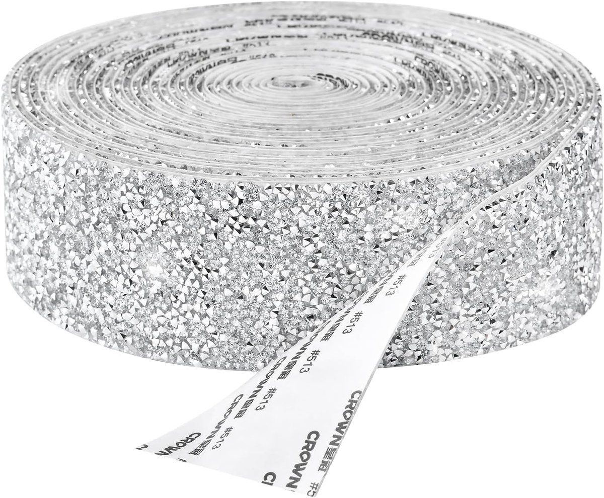 8 meter 50mm breed hars strass lint Zelfklevend 50mm kristal lint rol glitter hars diamant riem Bling sprankelende diamant lint Bling stickers wikkel kristal rol voor DIY kunstambachten, zilver