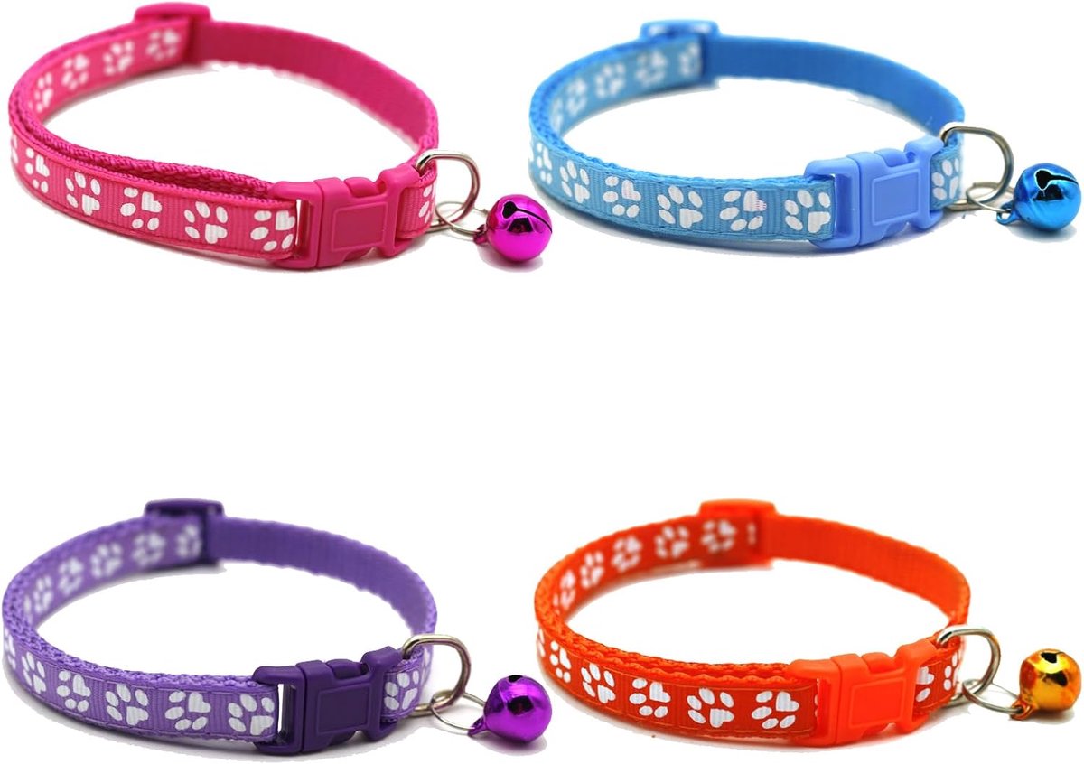 Halsbanden, kattenhalsbanden met rammelaar, nylon in hartvorm voor katten, puppy's, kittens, halsbanden, veiligheidsgesp met snelsluiting