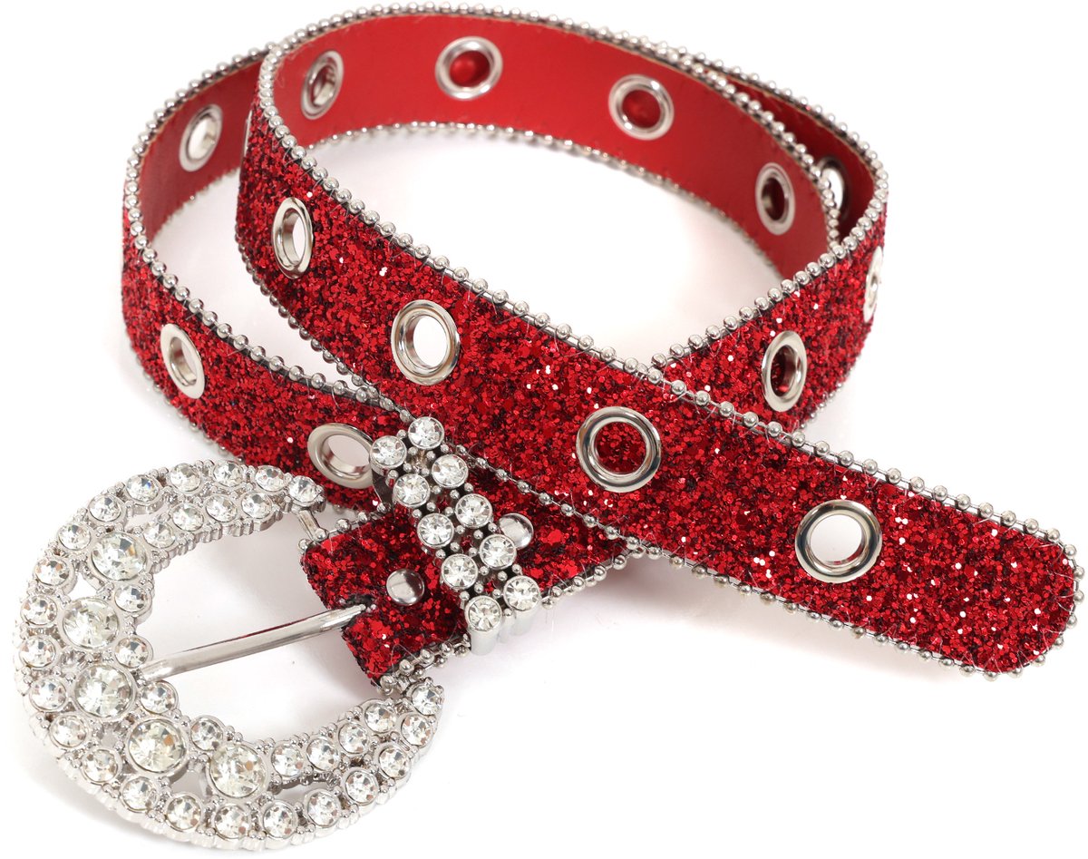 Riem Strass Smal Rood - Disco Accessoire - Fout Feest