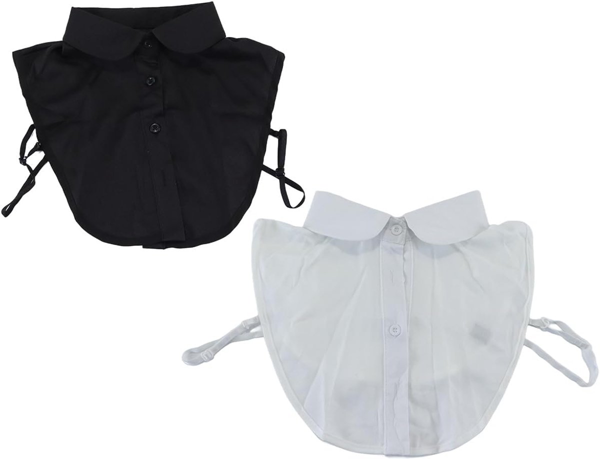 Dames, afneembare kraagjes voor blouses, truien, jurken en jassen (wit + zwart)