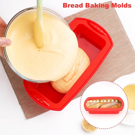 broodbakvorm siliconen bakvormen, set van 2 siliconen vormen bakken antiaanbaklaag bakvorm siliconen kastenvorm brood bakvorm kastenbakvorm voor zelfgebakken brood, cake, gehaktbrood, brownies — afbeelding 3