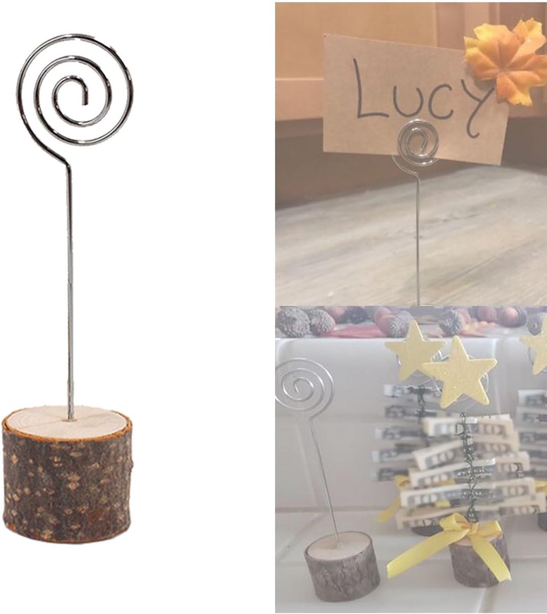 Plaatskaarthouders 10 stks Houten Tafel Nummer Kaartstandaard met Swirl Draad voor Bruiloft Feesten Speciale Dagen Decoratie